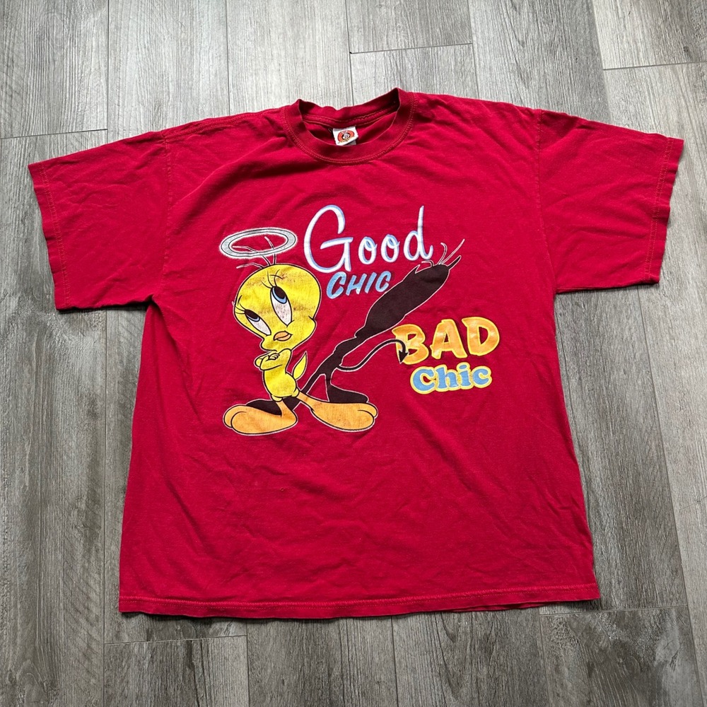 Vintage Looney Tunes Tweety Good Chic Bad Chic Graphic T-Shirt XL
